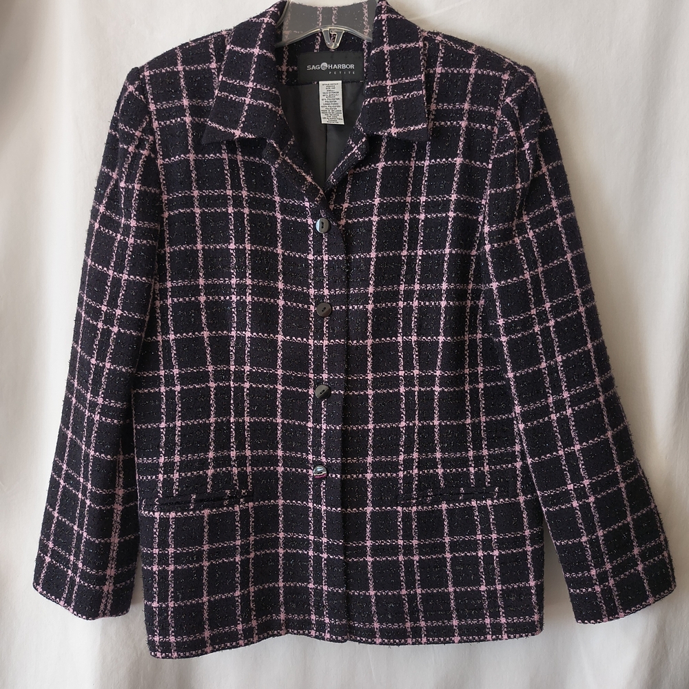 Classic Black and Pink Plaid Women's Jacket